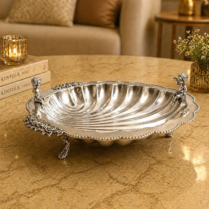 Brass Shell Shaped Decorative Serving Tray / Bowl (13 Inch)