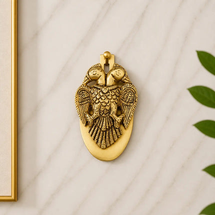 Brass Gandaberunda / Two Headed Bird Wall Hanging Idol (3.8 Inch)