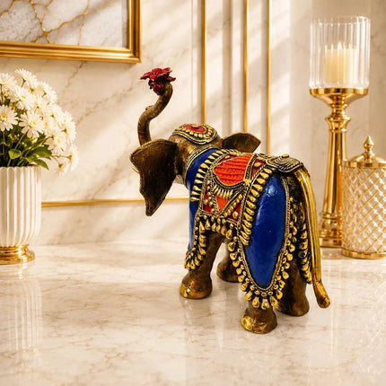 Brass Handcrafted Dhokra Elephant Statue (8.5 inch)