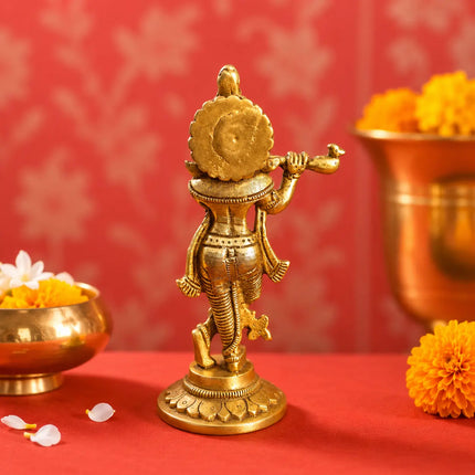 Brass Standing Krishna Idol (6.5 Inch)