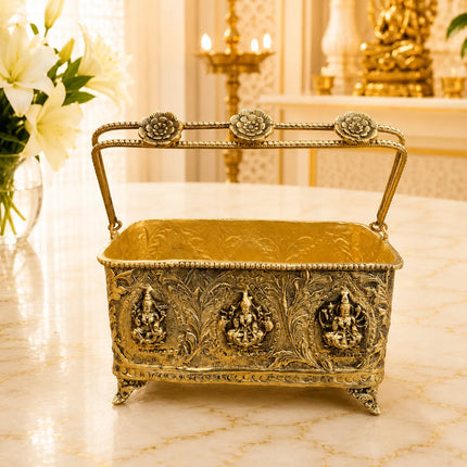 Brass Ashtalakshmi Basket With Handle And Leg