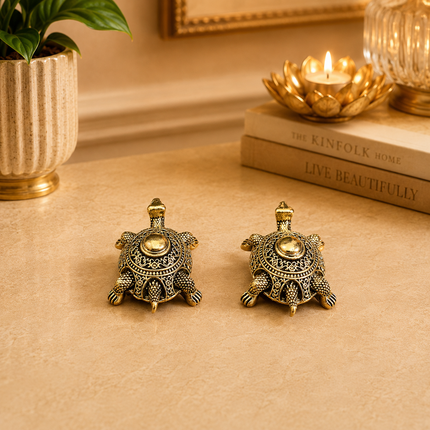 Brass Lightweight Tortoise Vastu/Feng Shui Pair (0.5 Inch)