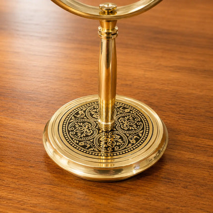 Brass Table Clock With Compass (5.5 Inch)