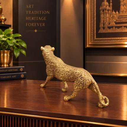Brass Leopard / Tiger Statue (8.5 Inch)