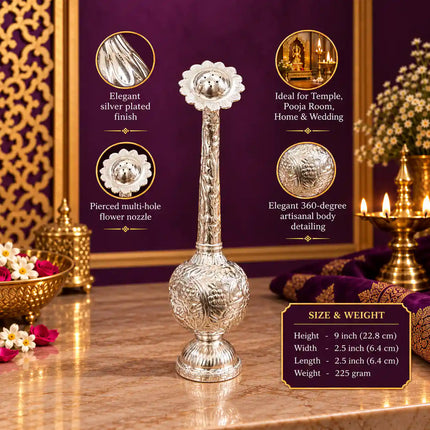 Brass Silver Plated Rose Water Sprinkler (9 Inch)