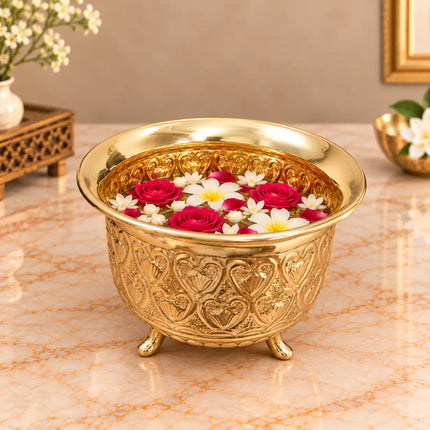 Brass Multipurpose Decorative Bowl with Legs (6 Inch)