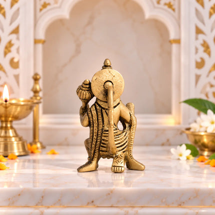 Brass Blessing Sitting Hanuman Idol (3.2 Inch)