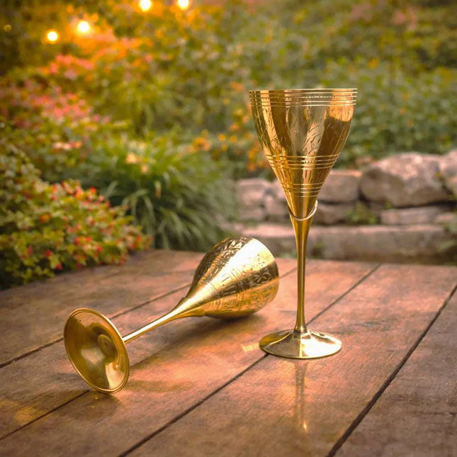 Brass Champagne Wine Glass Pair (8.5 Inch)