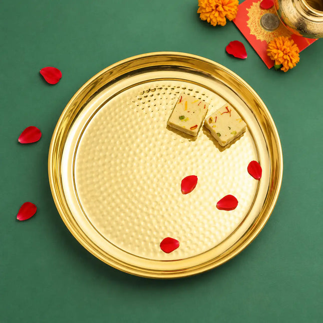 Brass Hammered Thali (11 Inch)