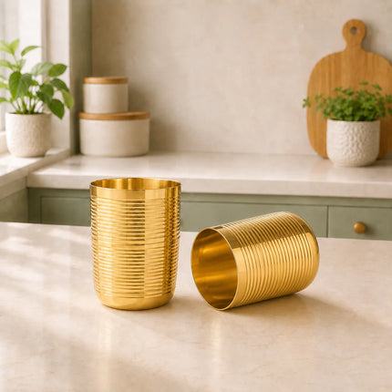 Brass Lining Glass Pair