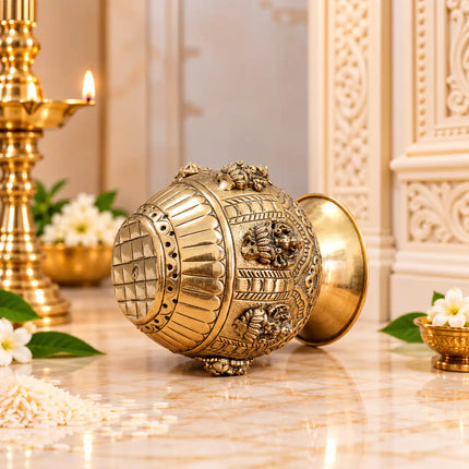 Brass Ashtalakshmi Kodam / Kalash (5 Inch)