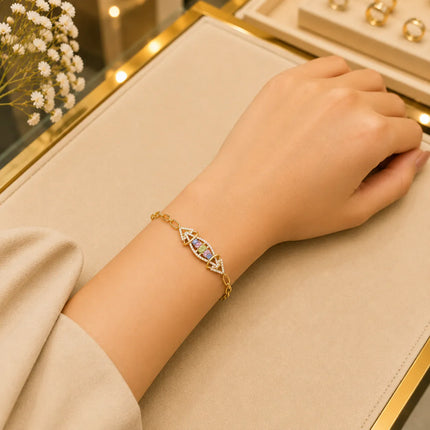 Tennis Bracelet Diamonds and Gold-Tone Clasp With Box