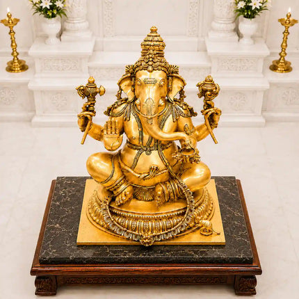 Brass Lord Ganesha Sitting Idol (22 Inch)