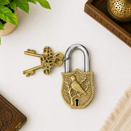 Brass Door Lock With Two Brass Keys (4.5 Inch)