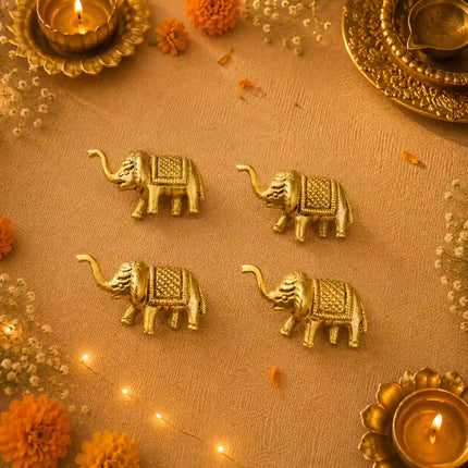 Brass Elephant Statue Set With Gift Box/Hamper