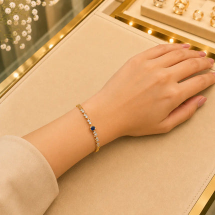 Leaf & Vine Tennis Bracelet for Women | CZ Stones, Gold-Tone Clasp