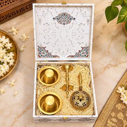 Brass Davara Set, Dhoop Dani And Samai Gift/Corporate Hamper