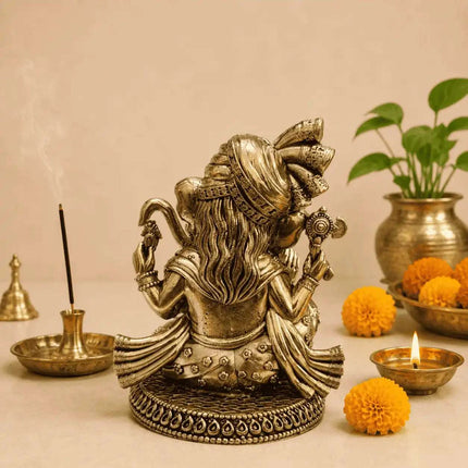 Brass Lightweight Sitting Pagdi Ganesha Idol (5 Inch)