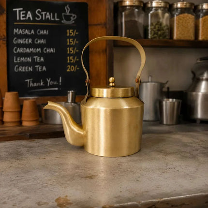 Brass Matt Finish Tea Pot/Kettle (3.7 Inch)