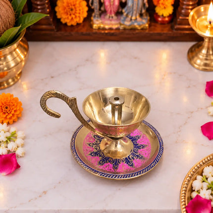 Brass Hand Painted Akhand Diya (2.2 Inch)