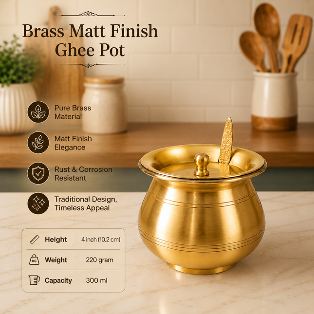 Brass Matt Finish Ghee Pot (3.5 Inch)