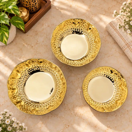 Brass Hammered Urli Bowl (Set of 3)