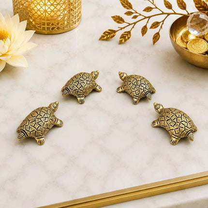 Brass Tortoise Vastu/Feng Shui Set Of Four (1 Inch)
