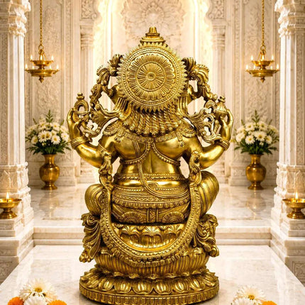 Brass Lord Ganesha Sitting Idol (24 Inch)