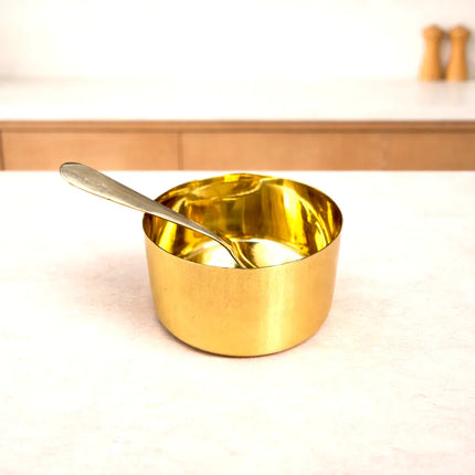 Brass Etched Floral Masala Daani / Spice Box (2.5 Inch)