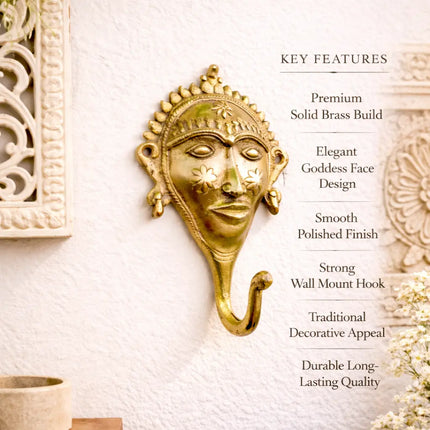 Brass Lady Face Wall Hanging Hanger