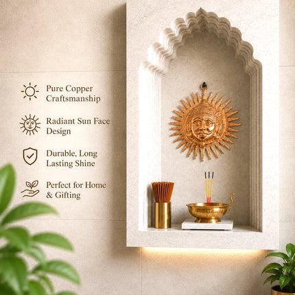 Copper Sun Face Wall Hanging