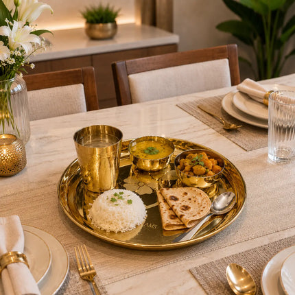 Brass Floral Thali/Dinner Set (990 Gram)