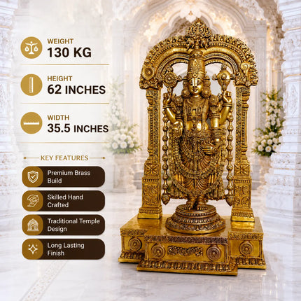 Brass Frame Tirupati Balaji/Venkateshwar Idol (62 Inch)