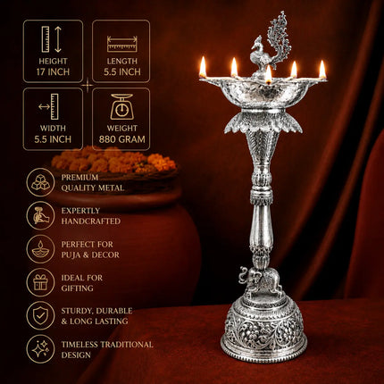Brass Silver Plated Peacock Long Lamp