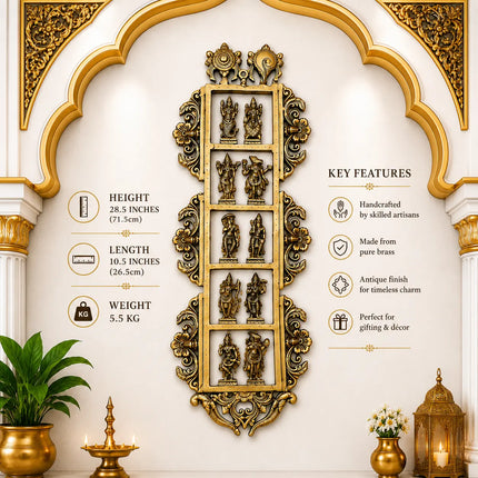 Brass Dashavatara / Vishnu Avatar Wall Hanging (28.5 Inch)