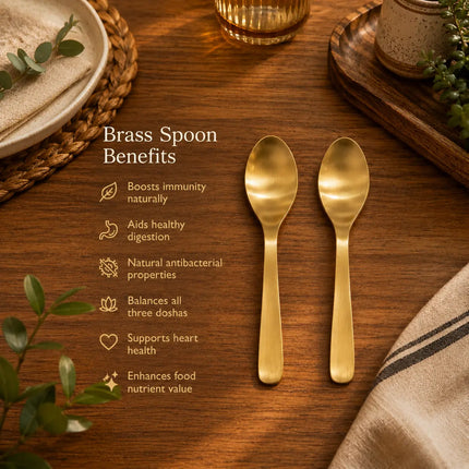 Brass Matt Fork & Spoon Set (7 Inch)