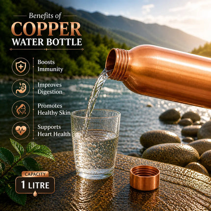 Copper Hammered Water Bottle (10.5 Inch)
