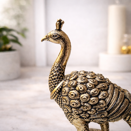 Brass Decorative Lightweight Peacock Figurine Pair (3 Inch)