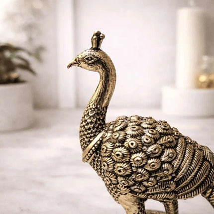 Brass Decorative Lightweight Peacock Figurine Pair (3 Inch)