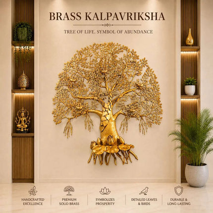 Brass Handcrafted Kalpvriksha Wall Hanging (50 Inch)