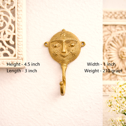 Brass Lady Face Wall Hanging Hanger