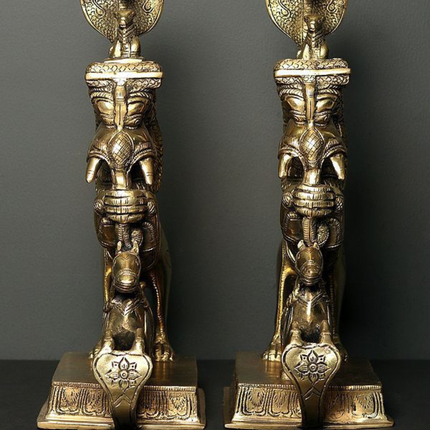 Brass Yali/kirtimukha Nandi Table Stand Set (16 Inch)