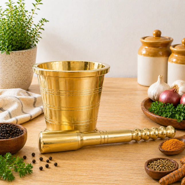 Brass Mortar And Pestle (Okhli)