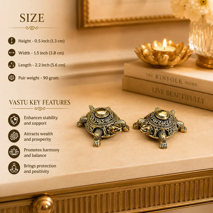 Brass Lightweight Tortoise Vastu/Feng Shui Pair (0.5 Inch)