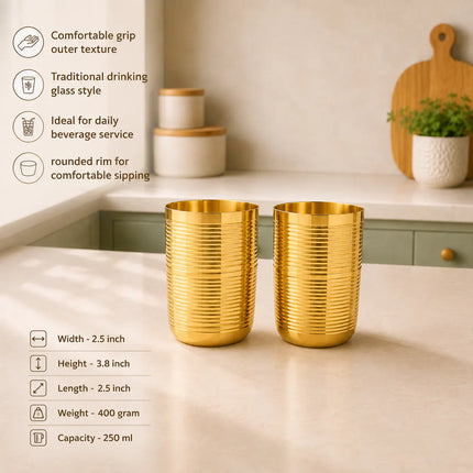 Brass Lining Glass Pair