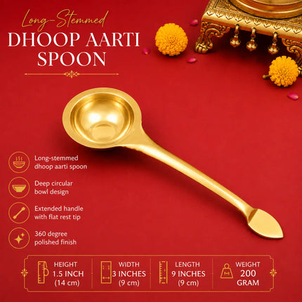 Brass Dhoop Aarti Spoon (9 Inch)