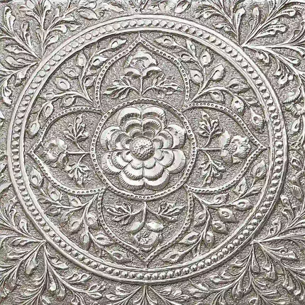 German Silver Handcrafted Chowki with Elephant Leg (7 Inch)