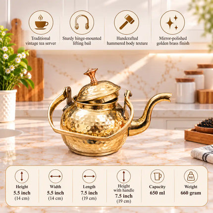 Brass Hammered Tea Pot / Kettle (5.5 Inch)