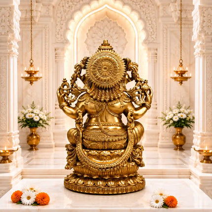 Brass Lord Ganesha Sitting Idol (24 Inch)