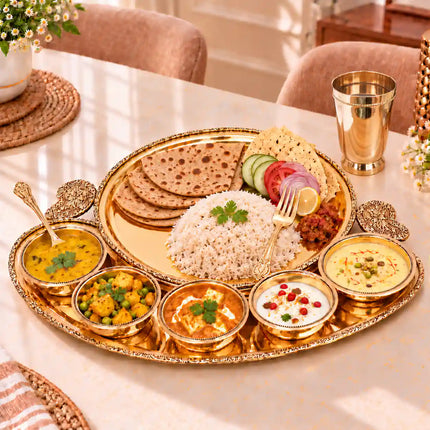 Brass Maharaja Thali/Dinner Set (2.5 kg)